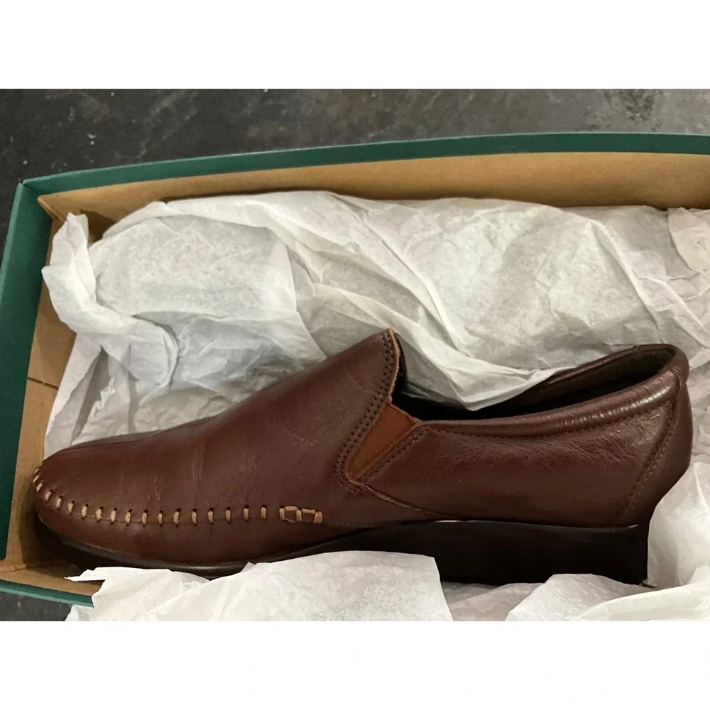SAS Dream Brown Leather Slip On Loafers Womens 8 N Tripad Comfort Made in USA - Picture 4 of 6